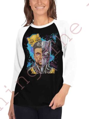 mockup-5ac534bc.jpg 3/4 sleeve Black panther splatter design raglan shirt