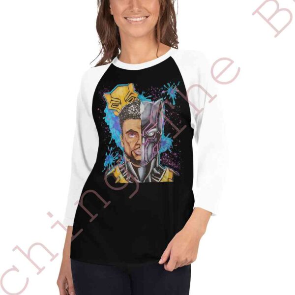 mockup-5ac534bc.jpg 3/4 sleeve Black panther splatter design raglan shirt